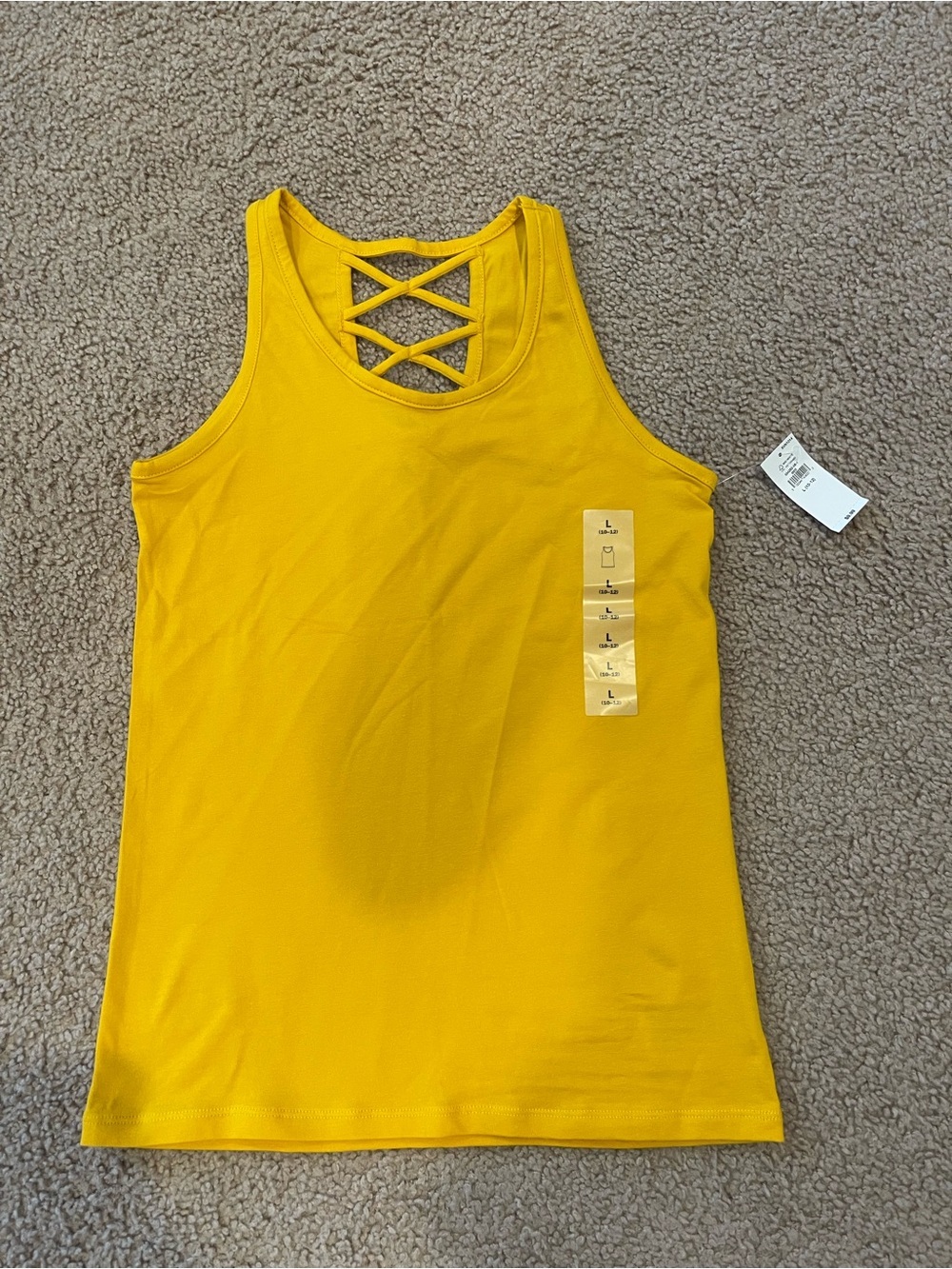 OLD NAVY Girls Mango Yellow Summer Retro Boho Fitted Crisscross Back Tank Top
